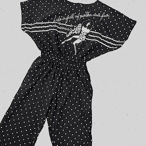 1980s Polka Dot Jumpsuit  in Jersey Material Vintage RARE
